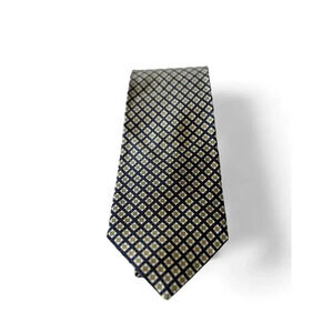 Angelo Bosani Neck Tie Navy Blue Patterned 100% Silk Luxury Minimal